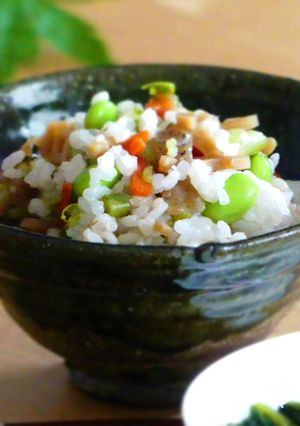 【腸活】枝豆と蓮根と野沢菜の混ぜご飯-レシピのメイン写真