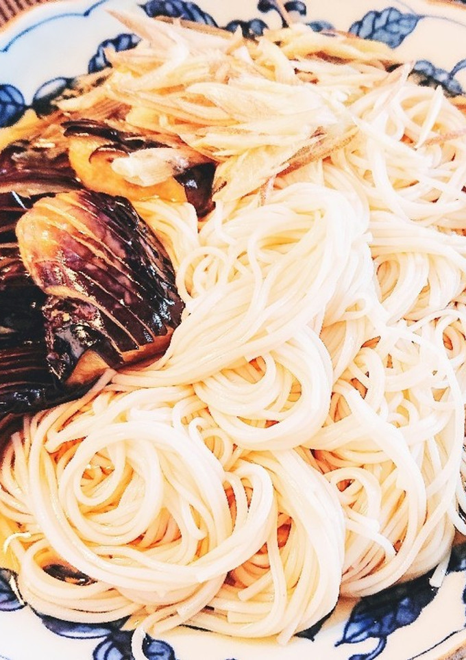素揚げ茄子と茗荷のぶっかけ素麺-レシピのメイン写真