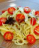 もずくとトマトのさっぱりパスタ