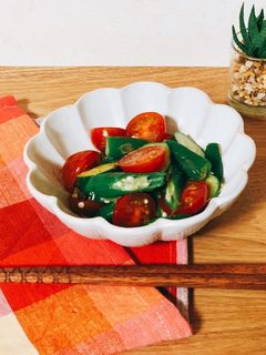 オクラ、プチトマト、きゅうりの麺つゆ和え-レシピのメイン写真