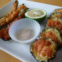 รูปของ ゴーヤとししとうの海老詰め揚げ♪