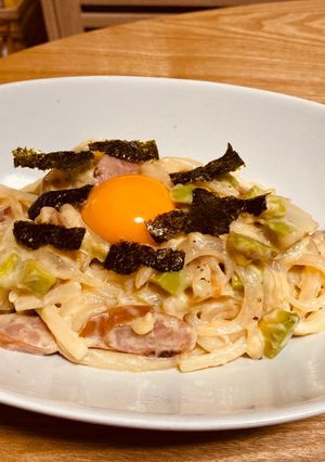 アボカド豆乳カルボナーラうどん-レシピのメイン写真