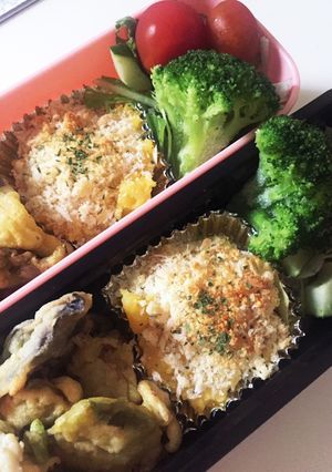 お弁当に!ポテサラリメイク♡カップ焼き-レシピのメイン写真