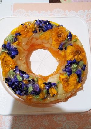 15分で出来るお花とみかんと白桃のゼリー-レシピのメイン写真