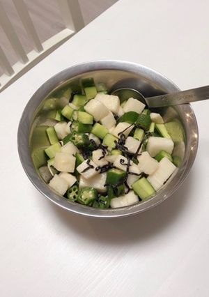 簡単副菜！オクラ山芋きゅうりさっぱり和え-レシピのメイン写真