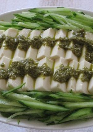 豆腐のバジルカプレーゼ　ローフード-レシピのメイン写真