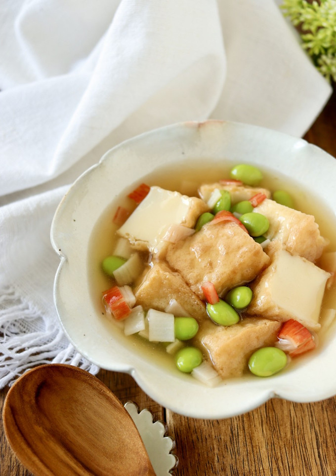厚揚げと枝豆とカニカマの白だし煮-レシピのメイン写真