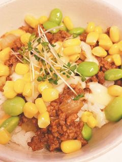 とろーりチーズのカレーそぼろ丼-レシピのメイン写真