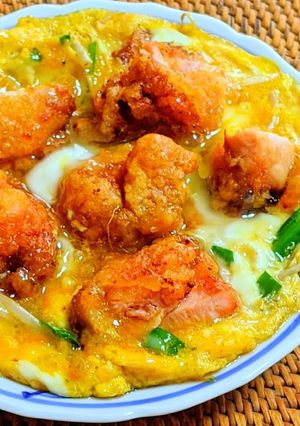 鶏の唐揚げ もやしニラ玉 & 丼-レシピのメイン写真