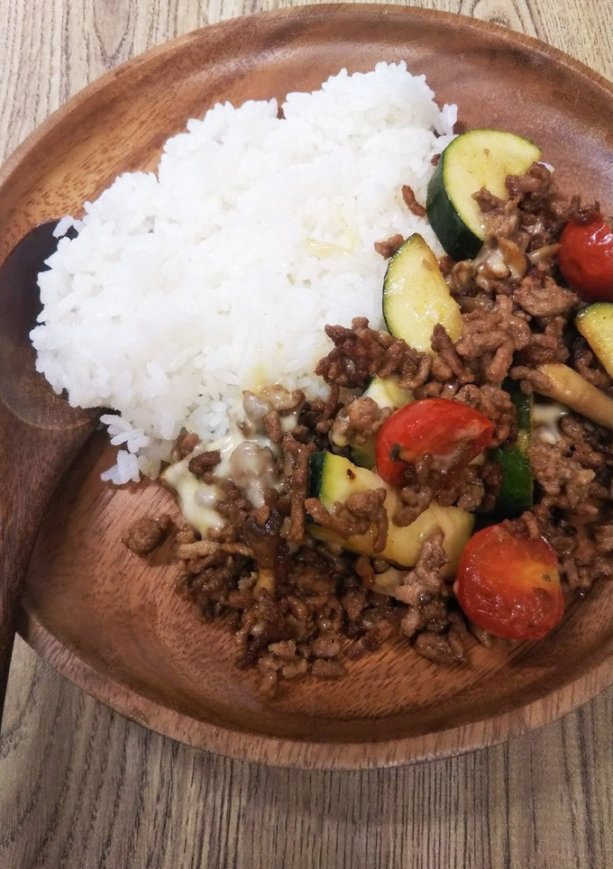 夏野菜とひき肉の和風カレー炒め-レシピのメイン写真