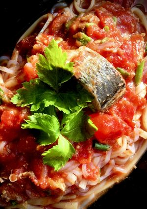 鯖缶orチキンで簡単トマトソースパスタ-レシピのメイン写真