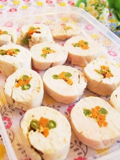 電子レンジで!カラフル野菜のチキンロール-レシピのメイン写真