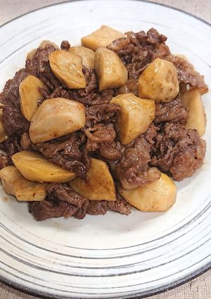 レンジで時短牛肉と里芋の甘辛しょうが焼き-レシピのメイン写真