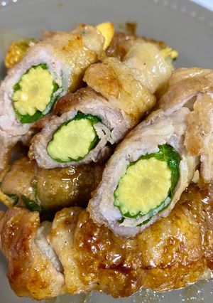 ヤングコーンと大葉の照り焼き肉巻き-レシピのメイン写真