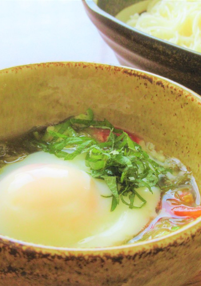 トマトとオクラとめかぶのそうめんつゆ-レシピのメイン写真