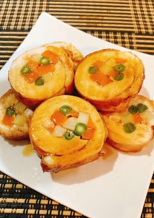 ☆三色野菜と鶏胸肉のロール焼き☆-レシピのメイン写真