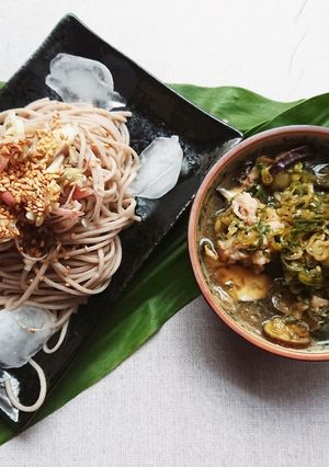夏バテ退散！つけ麺風具だくさん豚ナスだれ-レシピのメイン写真