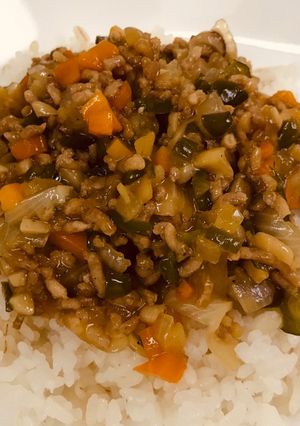 簡単！豚挽肉とみじん切り野菜の餡掛けご飯-レシピのメイン写真