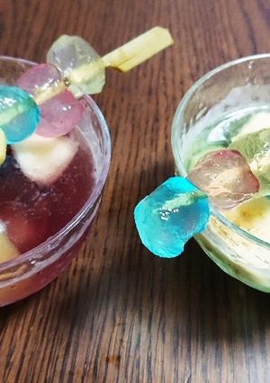 カラフルわらび餅のフルーツポンチ-レシピのメイン写真