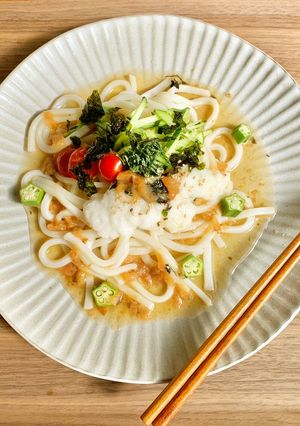 ～薬味とかつお梅のネバネバうどん～-レシピのメイン写真