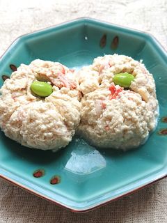 レンジ簡単豆腐とカニカマと枝豆の和風巾着-レシピのメイン写真