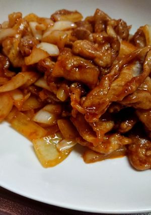 豚肉玉ねぎのケチャップ炒め-レシピのメイン写真