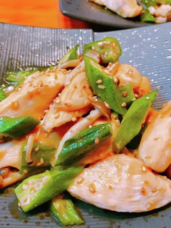 柔らか〜♡鶏胸肉とオクラの柚子胡椒炒め-レシピのメイン写真