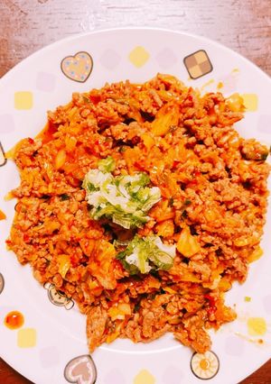 ご飯が進む！牛ひき肉のキムチ炒め-レシピのメイン写真