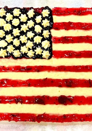 アメリカ国旗のベイクドチーズケーキ-レシピのメイン写真