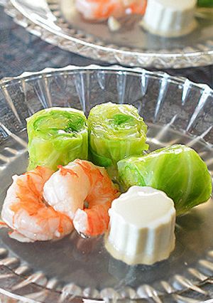 くるくるキャベツとエビの冷たいあんかけ♪-レシピのメイン写真