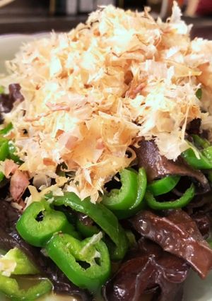 鰹節たっぷりきくらげとピーマンのおひたし-レシピのメイン写真