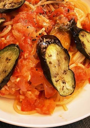 レンジで時短　トマトとナスのパスタ-レシピのメイン写真