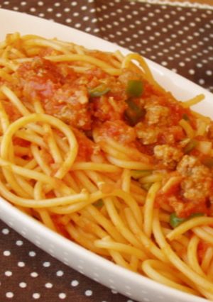 激辛トマトミートソースパスタ-レシピのメイン写真