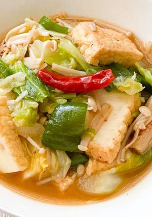 簡単ヘルシー☆油不使用の絹厚揚げ回鍋肉風-レシピのメイン写真