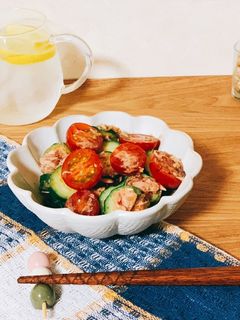 プチトマトときゅうりとツナの麺つゆサラダ-レシピのメイン写真
