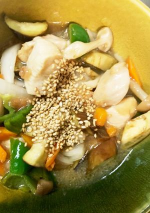 全てレンジ胸肉なす梅ポン酢味青椒肉絲風-レシピのメイン写真