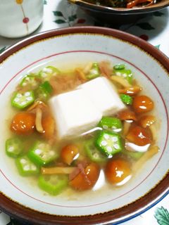 なめことオクラのごま豆腐あんかけ-レシピのメイン写真