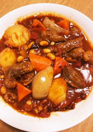 電気圧力鍋で作るトマ牛大豆のスープカレー-レシピのメイン写真