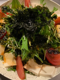 水菜豆苗豆腐トマト韓国海苔サラダ-レシピのメイン写真