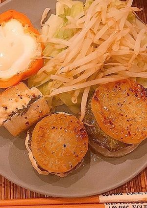 ヘルシー簡単！大根の鶏ひき肉はさみ焼き-レシピのメイン写真