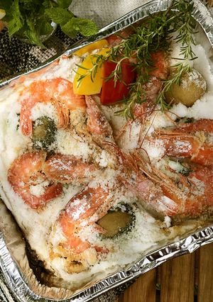 エビと野菜の塩釜焼き-レシピのメイン写真