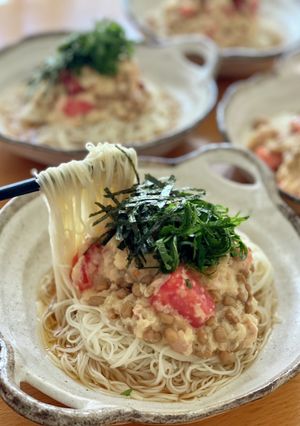 納豆ツナトマそうめん-レシピのメイン写真