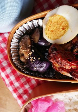 お弁当★カレーガーリック味玉★煮卵★副菜-レシピのメイン写真