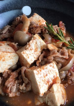 お豆腐と牛こま肉のトマト煮込み-レシピのメイン写真