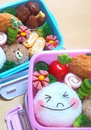 キャラ弁 LINE ムーン＆ブラウン-レシピのメイン写真