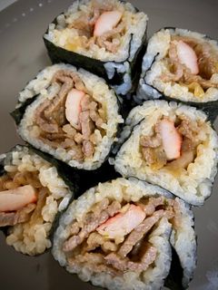 海苔巻き!ビーフケチャップカニカマロール-レシピのメイン写真