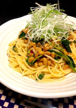 納豆とモロヘイヤの冷製パスタの作り方-レシピのメイン写真