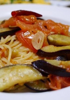 なすとトマトのお手軽パスタ-レシピのメイン写真