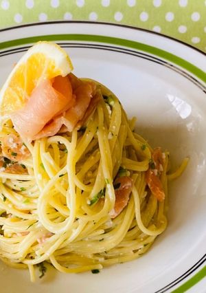 クリチソースのスモークサーモン冷製パスタ-レシピのメイン写真