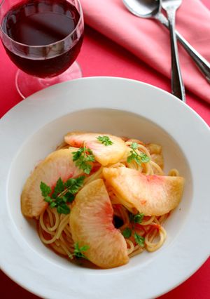 超簡単！「桃の冷製スパゲッティ」-レシピのメイン写真